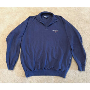 Vintage Polo Ralph Lauren Sweatshirt Mens 1/4 Zip Navy Zip Pockets Size XL EUC